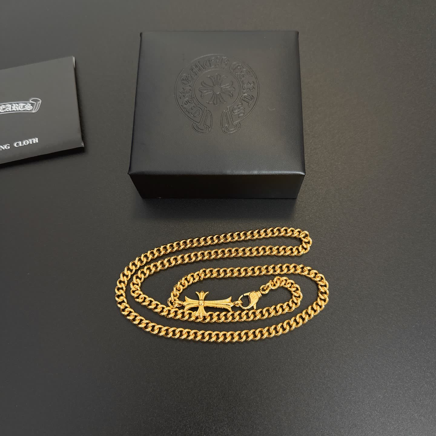 Chrome Hearts Rome Jewelry Gold-Plated Chain with Cross Pendant